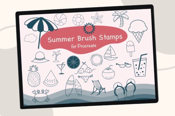 30 Summer Procreate Brush Stamps