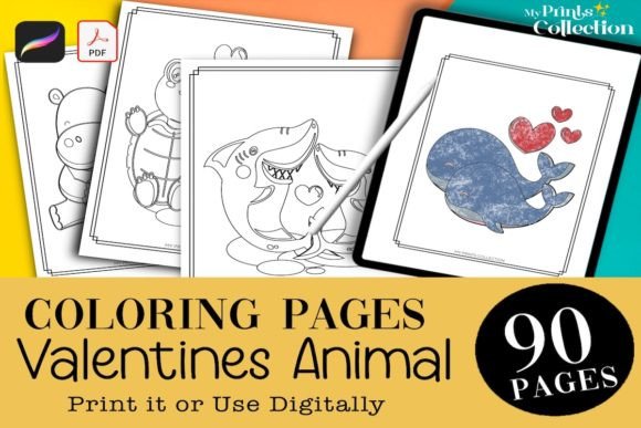 90 Cute Animal Valentines Coloring Pages for Digital and Print Creativity