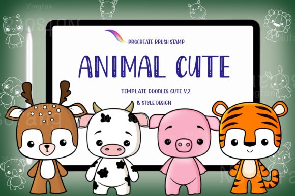 Bringing Playful Charm to Digital Art with Animal Cute Template Brush Stamp Design