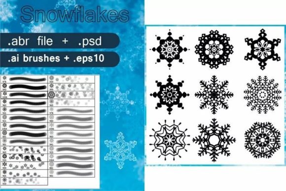 Elevating Winter Designs with Vector Decorative Snowflakes and Professional Brush Sets