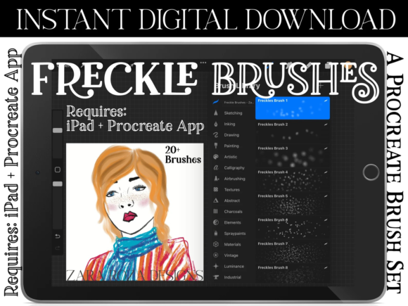 Enhancing Digital Portraits with the 20 Procreate Freckle Brush Set