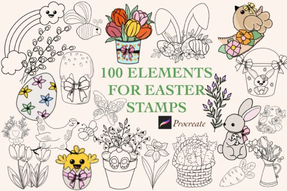 Happy Easter Digital Stamps & Brushes