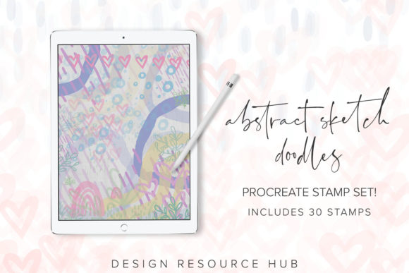 Integrating Abstract Sketch Doodles Procreate Stamps into Your Digital Design Workflow